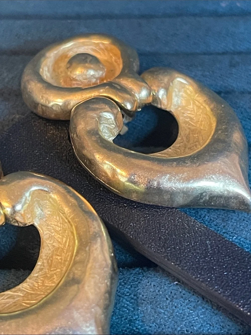 Vintage Anne Klein Runway Aesthetic Gold-Tone Door-Knocker Clip On Earrings